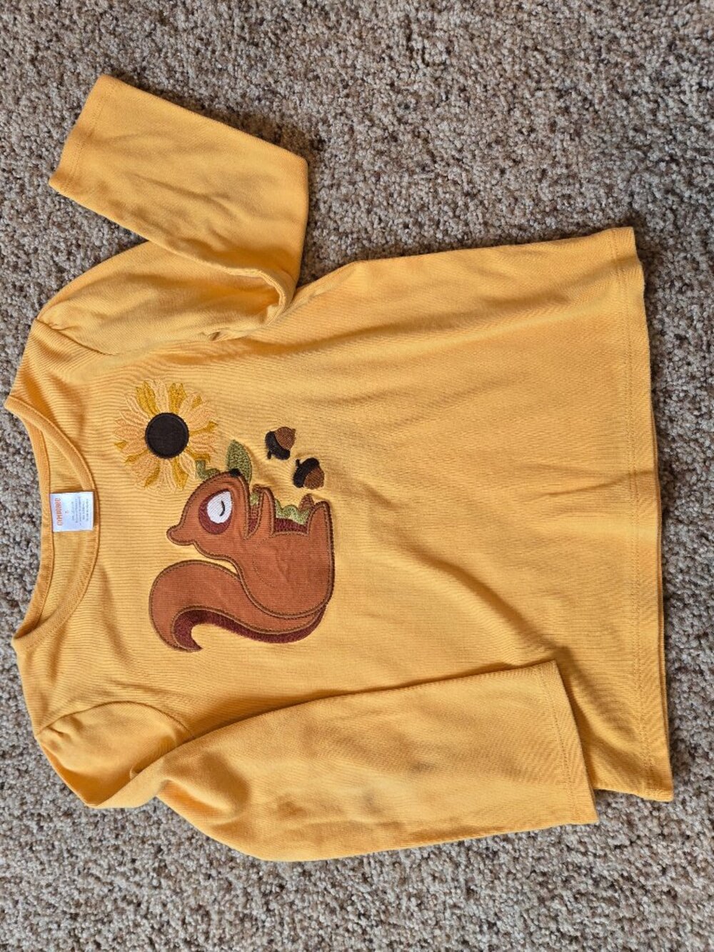 Gymboree Gold Yellow Squirrel Sunflower Long Sleeve Top Fall Autumn Girl 6